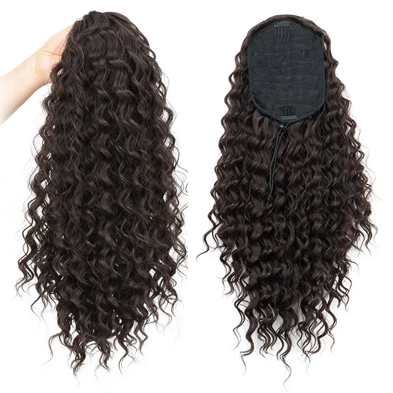18-Inch Kinky Curly Drawstring Ponytail Hair Extension