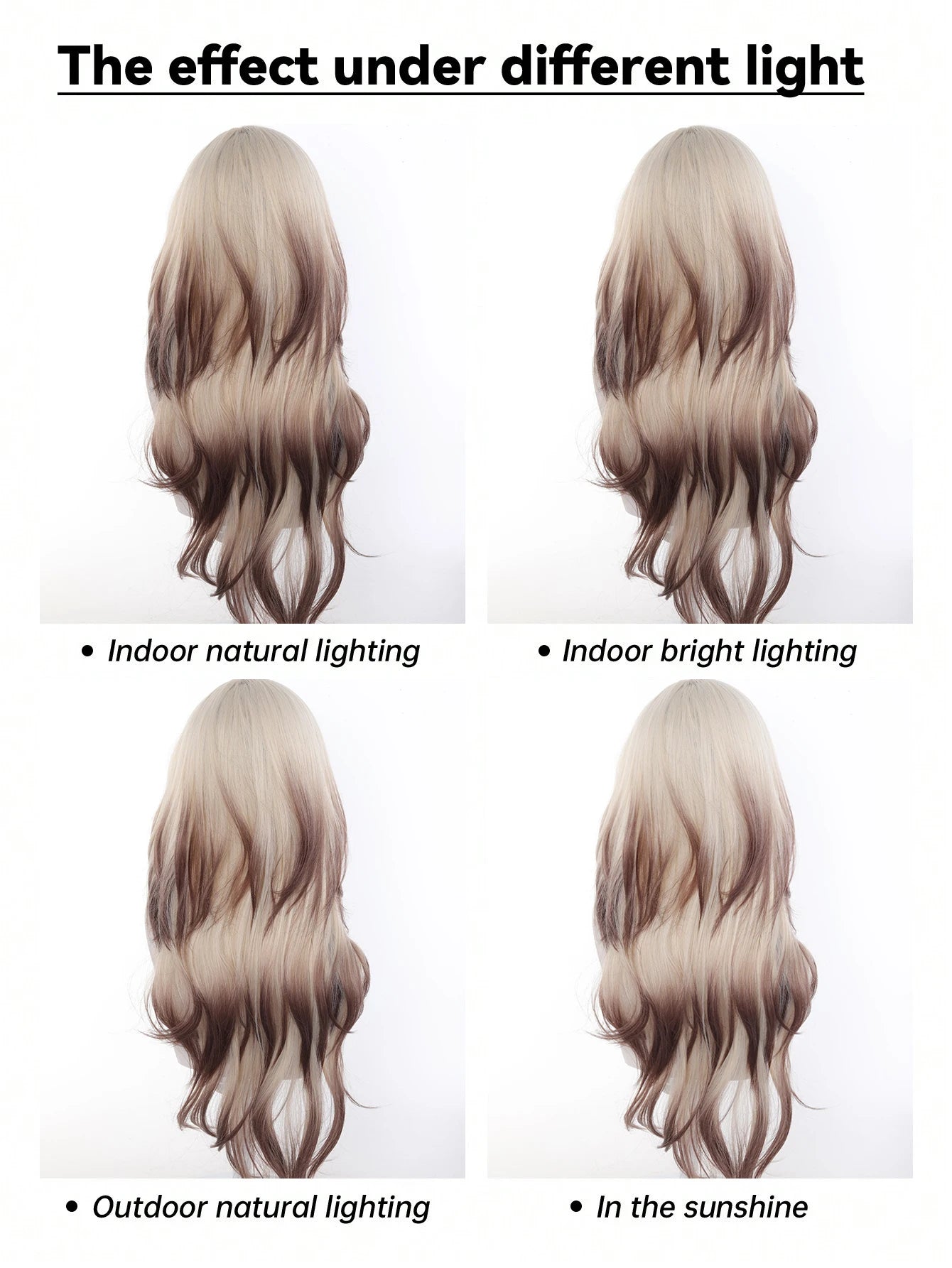 Long Ombre Blonde and Brown Synthetic Wig with Bangs for Daily Wear - 16