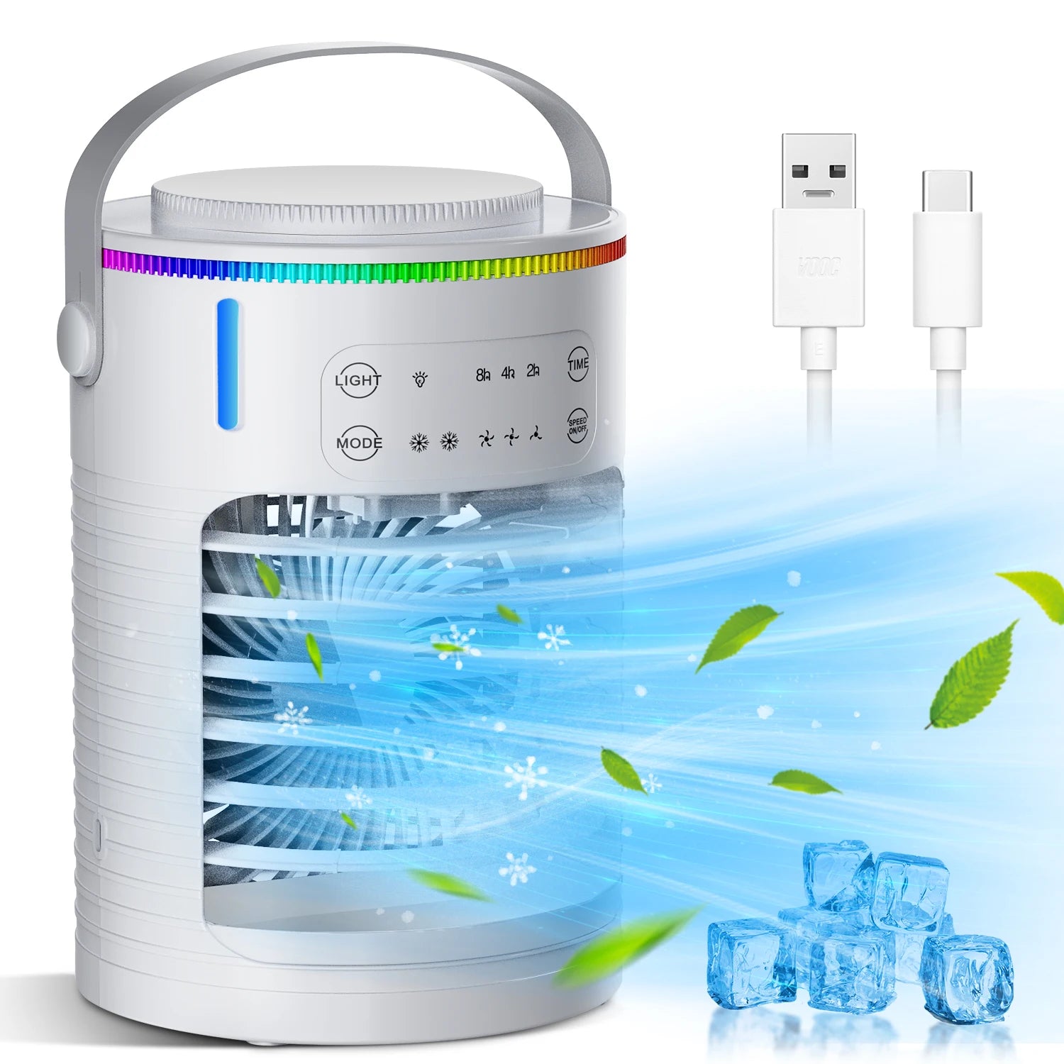 Portable Desktop Air Cooling Fan with Misting and LED Light - 13