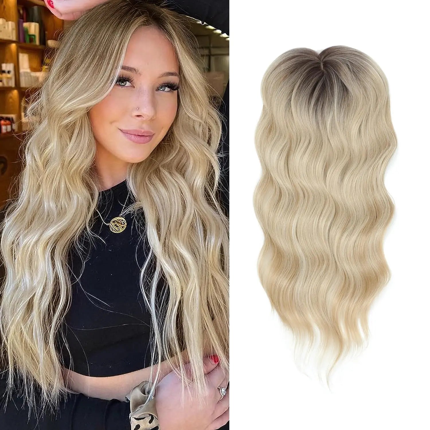 Clip-In Hair Topper with Bangs for Natural Volume and Root Coverage - 18