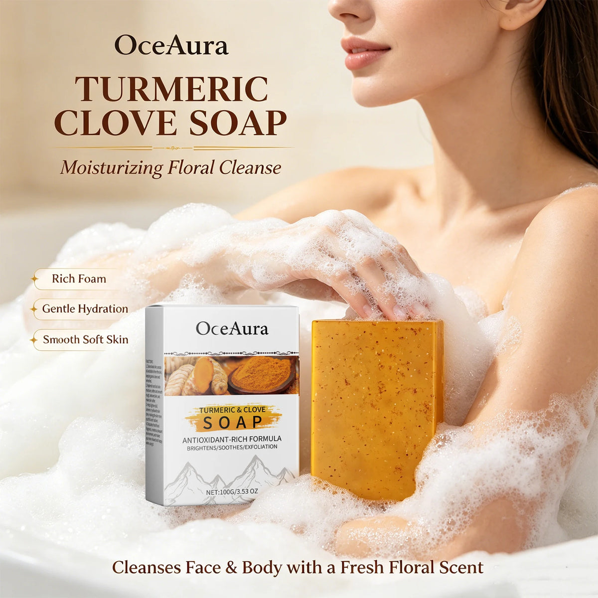 Turmeric and Clove Brightening Soap Bar for Face and Body Exfoliation