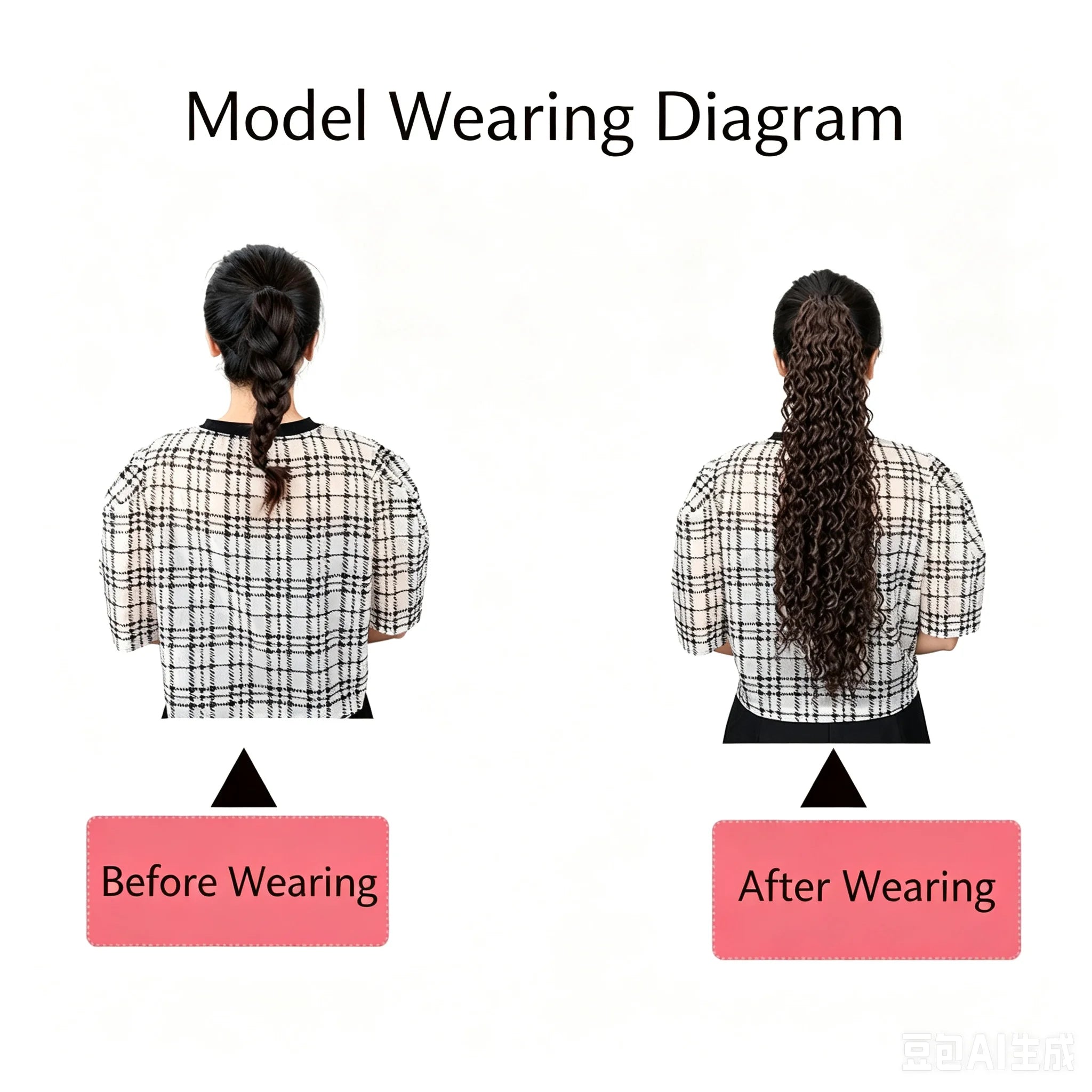 Long Water Wave Curly Drawstring Ponytail Hair Extension for Daily Style - 4