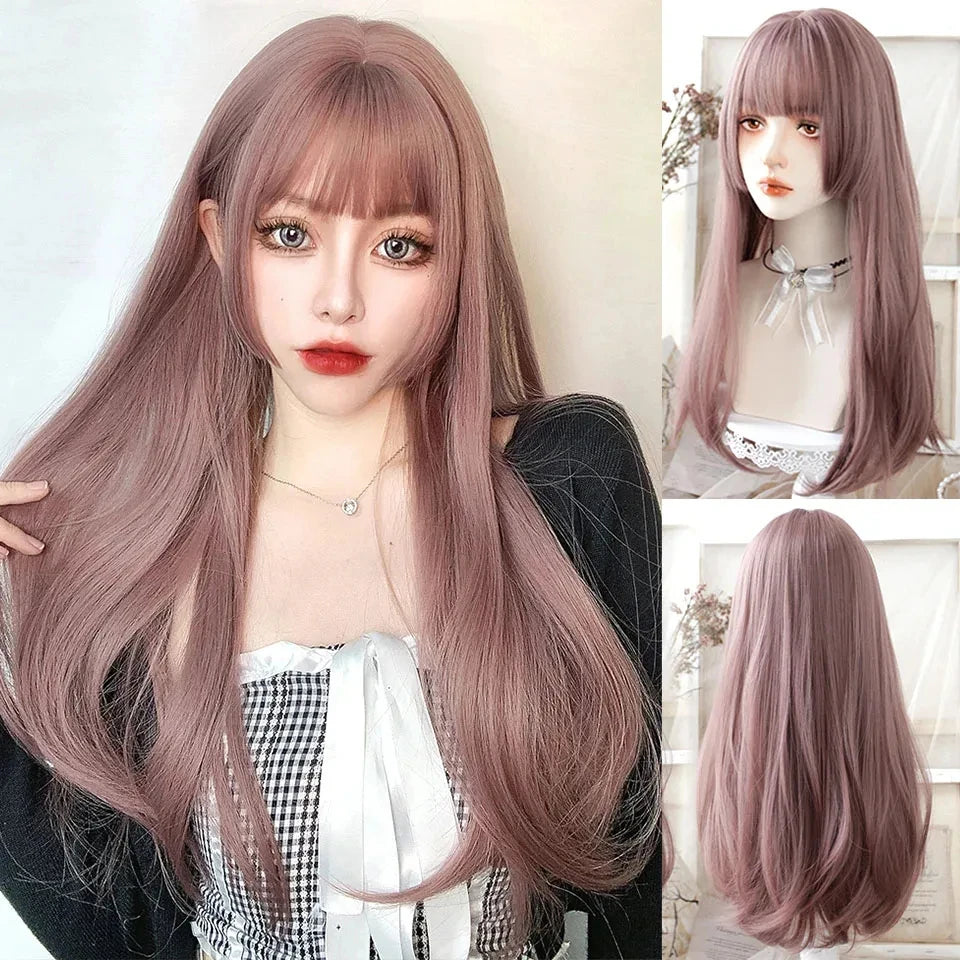 Long Wavy Lolita Ponytail Cosplay Wig with Bangs - 61
