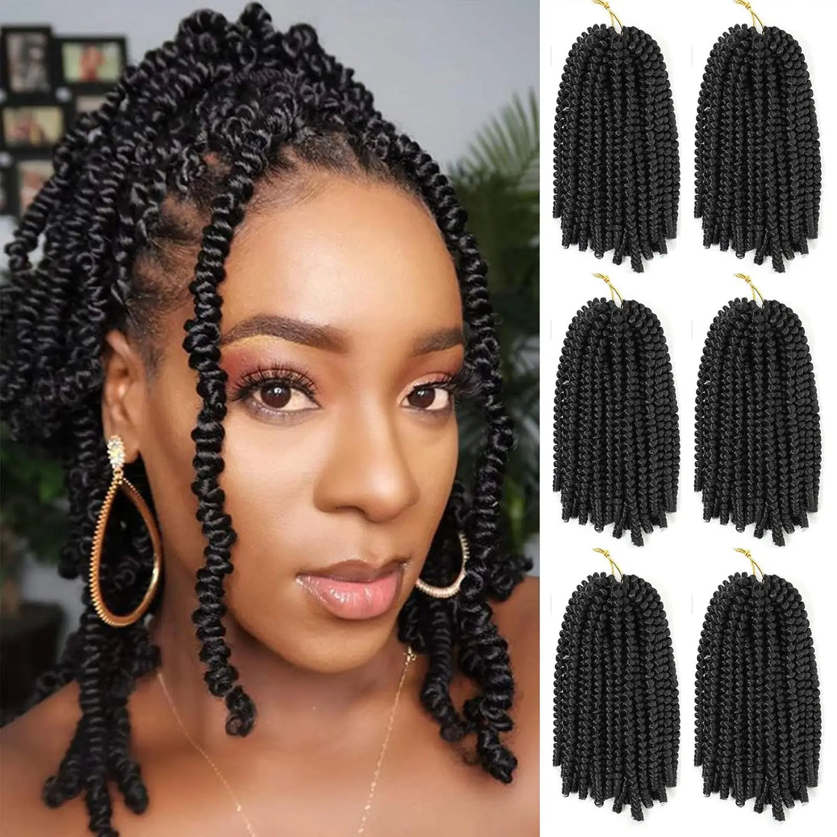 Fluffy Spring Twist Crochet Braiding Hair Extensions for Protective Styles