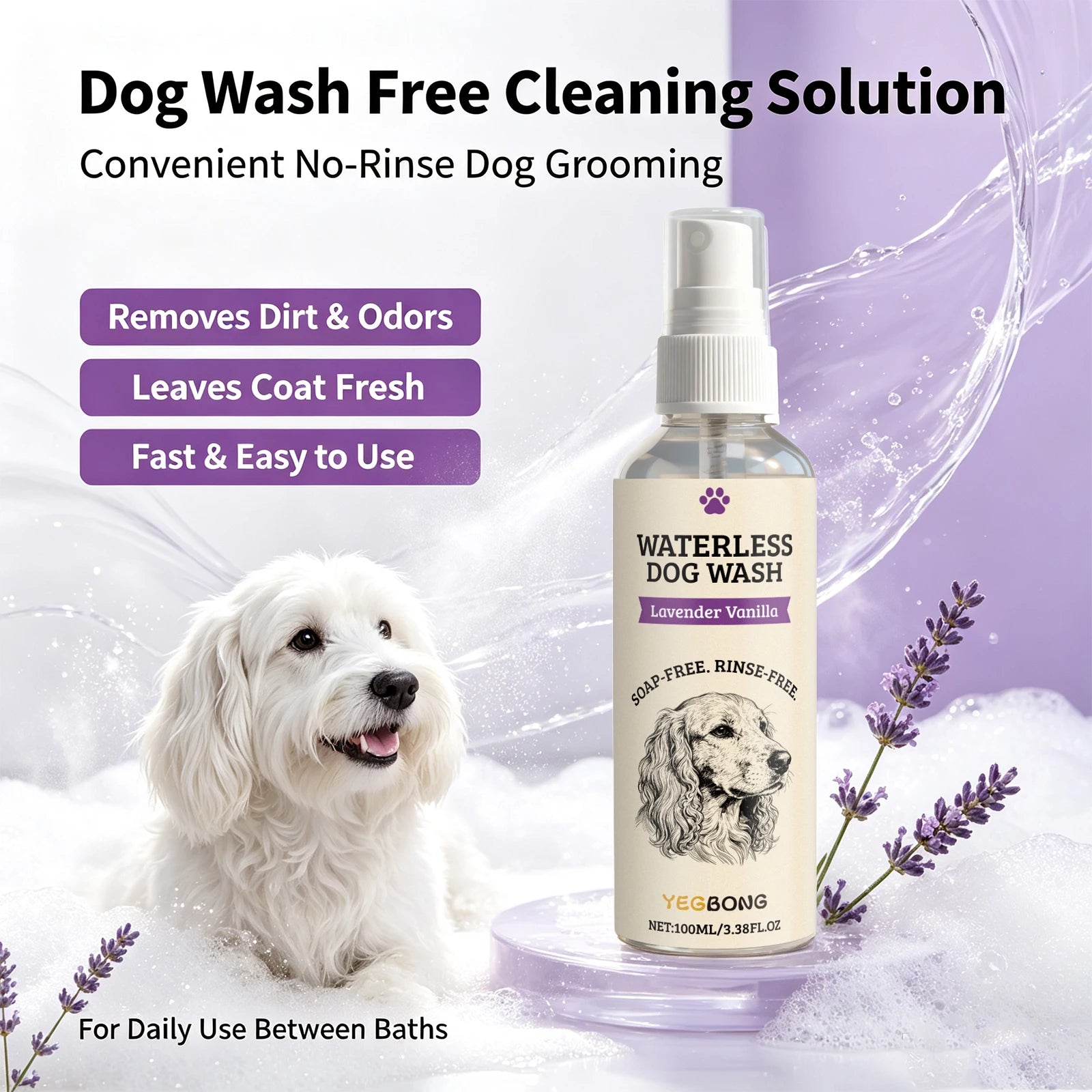 Waterless Dog Shampoo Spray for Quick Cleaning and Odor Removal - 4