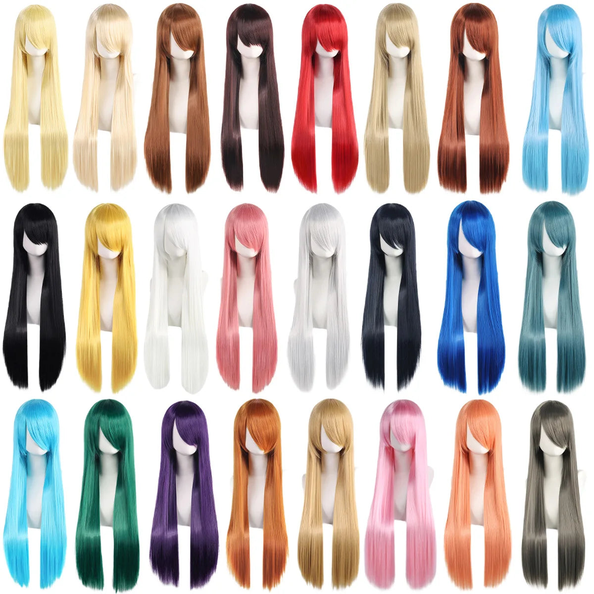 Long Straight Synthetic Cosplay Wig with Bangs