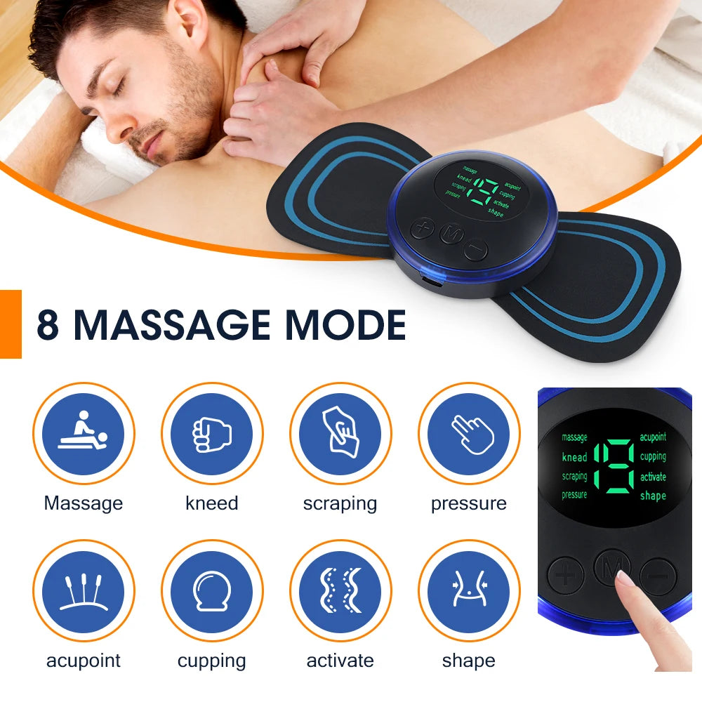 Portable Electric Body Massage Patch with Remote for Pain Relief - 10