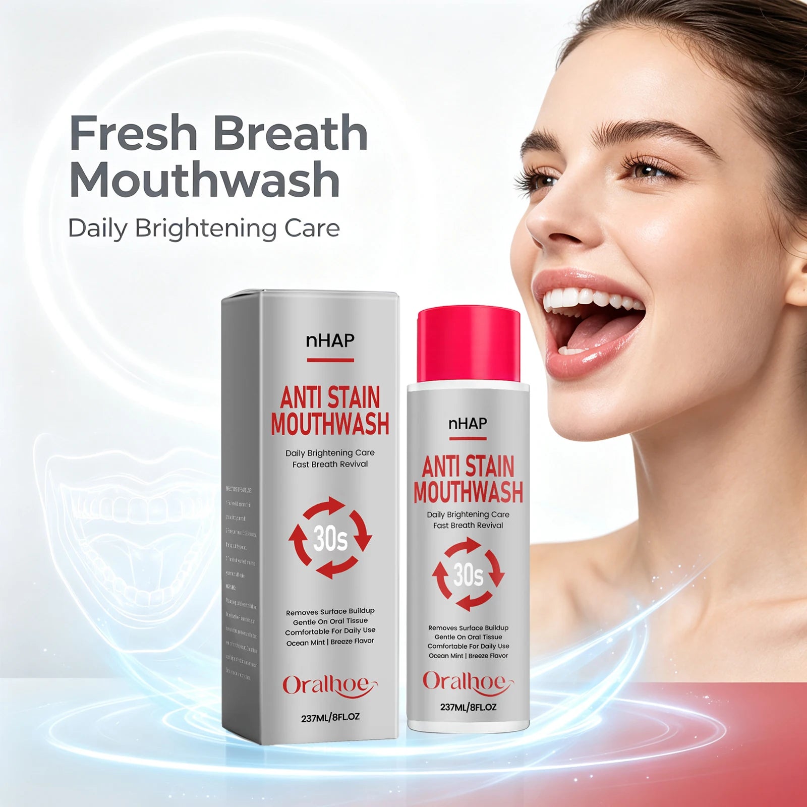 Anti-Stain Whitening Mouthwash for Fresh Breath and Plaque Removal - 3