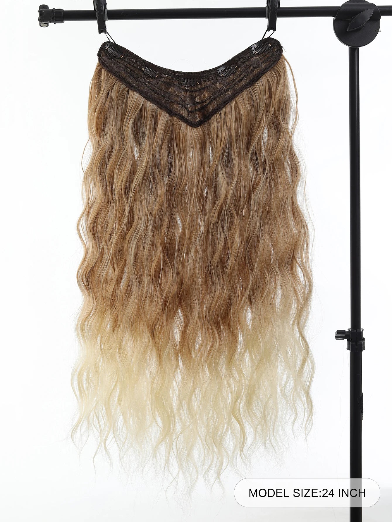 24-Inch V-Shaped Wavy Clip-In Hair Extensions for Instant Volume - 2