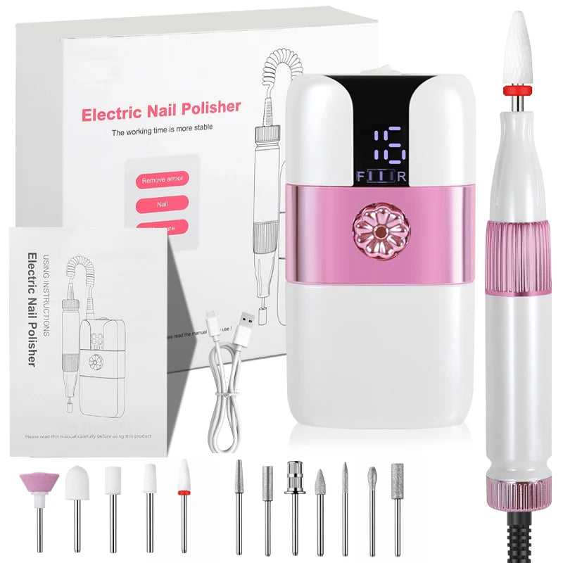 Professional Rechargeable Electric Nail Drill for Manicure and Pedicure