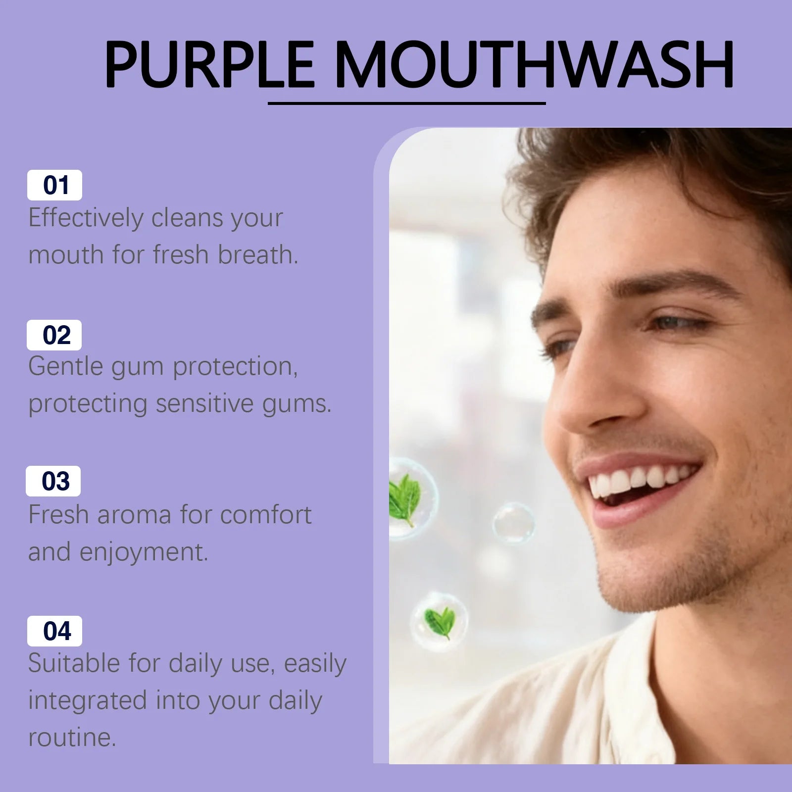 Portable Single-Use Purple Mouthwash Sachets for Fresh Breath On-the-Go - 10