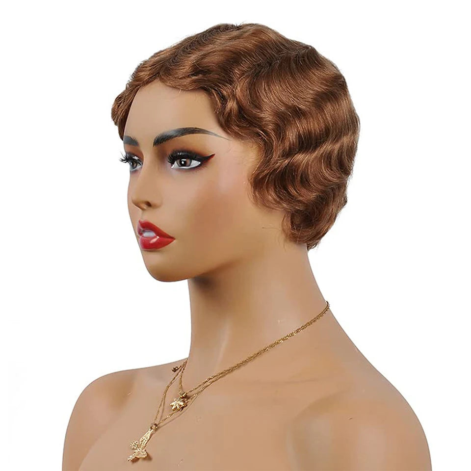 Short Finger Wave Pixie Cut Human Hair Wig - 17