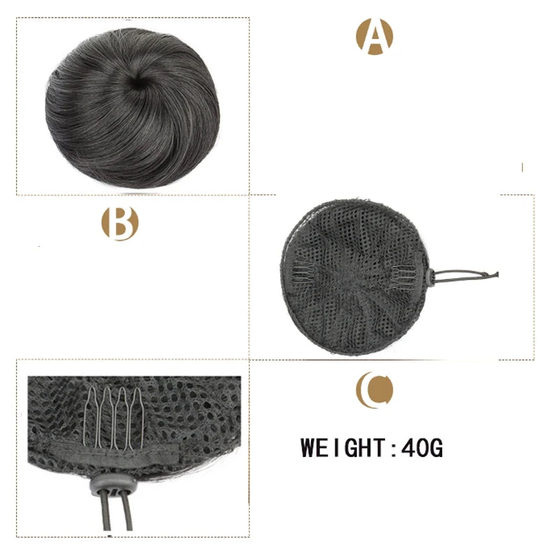 Flexible Synthetic Hair Bun Drawstring Chignon for Women Daily Styling