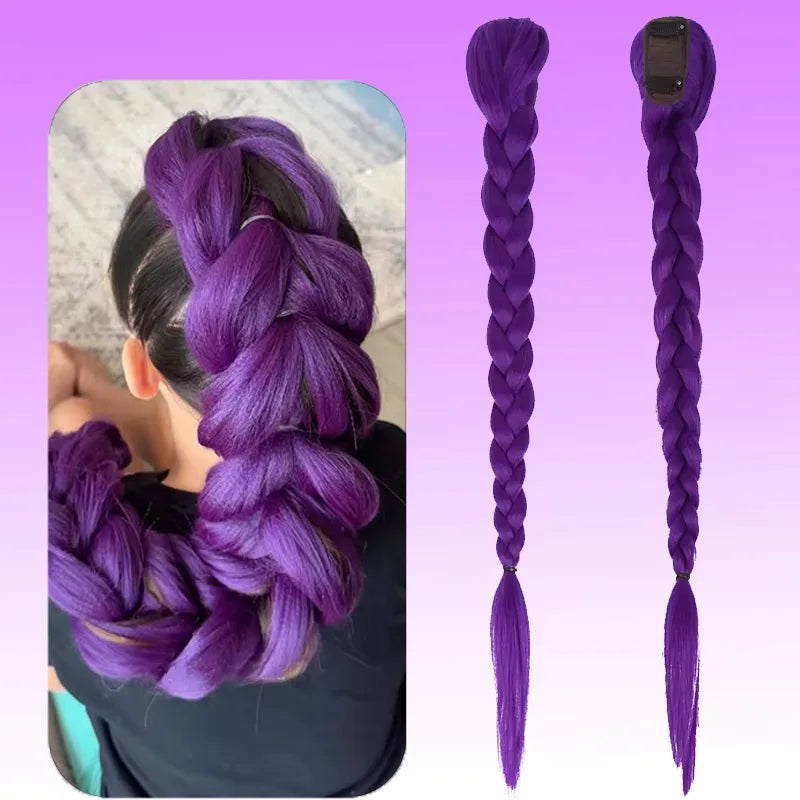 Kinky Straight Clip-In Braid Ponytail Extension - 1