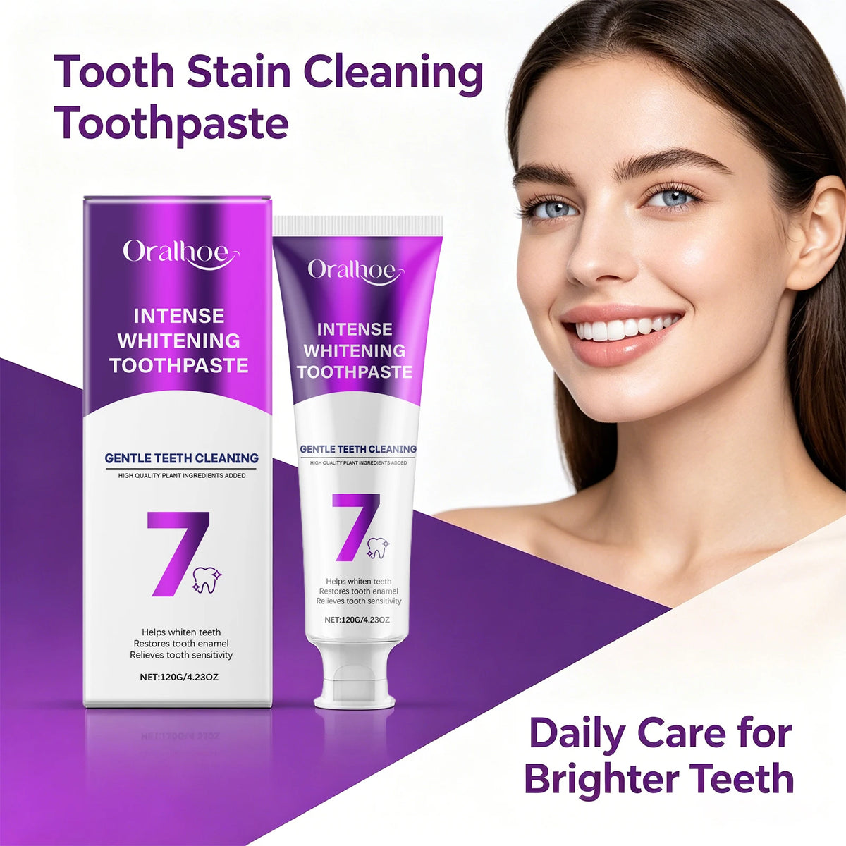 Intense Whitening Toothpaste for Stain Removal and Sensitive Teeth