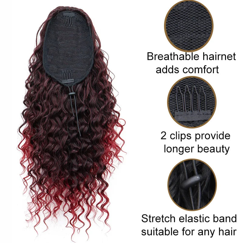 18-Inch Kinky Curly Drawstring Ponytail Hair Extension - 4