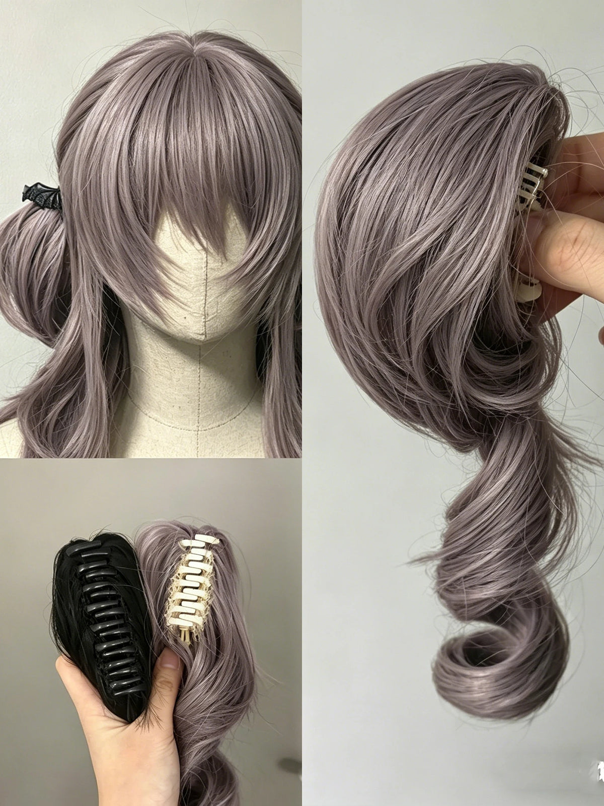 Long Curly Wavy Lolita Cosplay Wig with Ponytails for Halloween Events