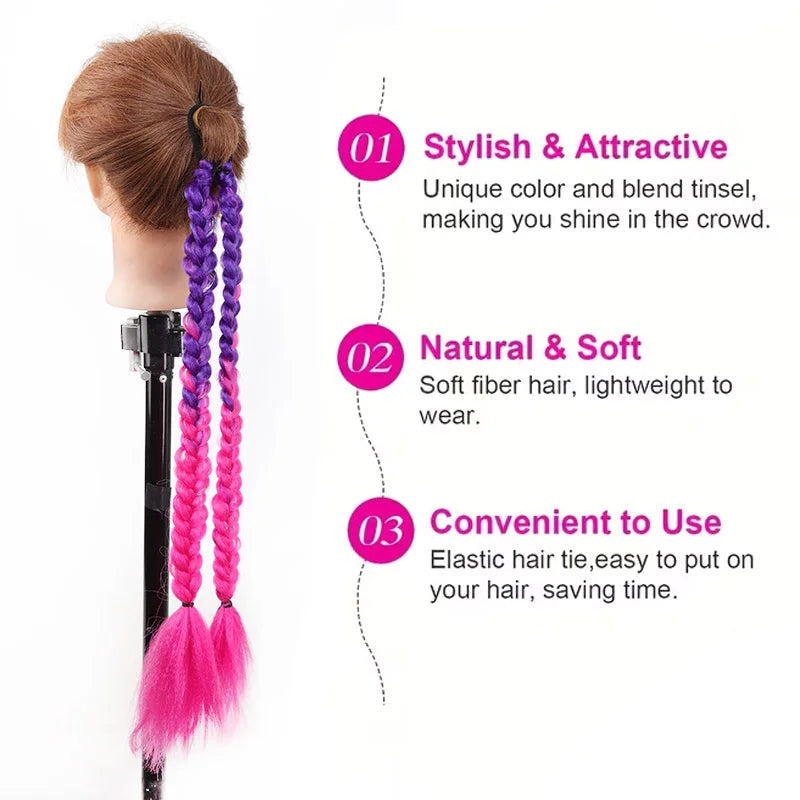 Double Braided Ponytail Extension for Colorful Fashion Hairstyles - 4