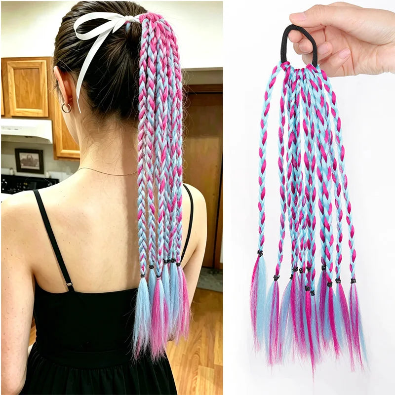 12-Inch Colorful Braided Ponytail Extension for Performances