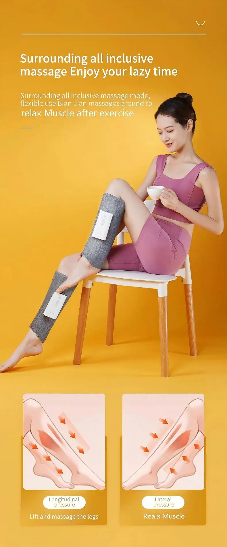 Cordless Air Compression Leg Massager for Muscle Relief and Circulation