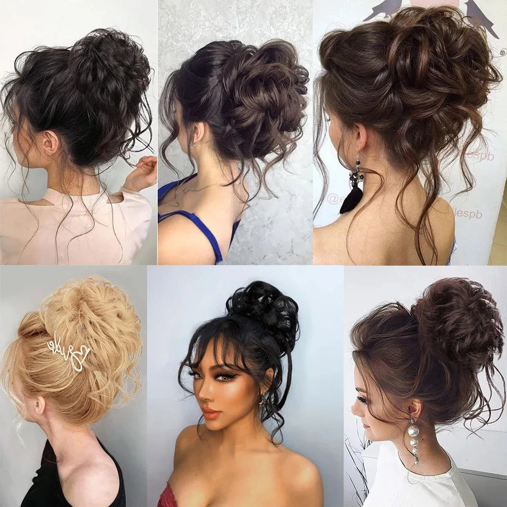 Elastic Curly Hair Bun Extension for Instant Volume and Updo Hairstyles - 10