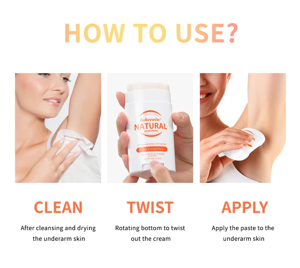 Natural Long-Lasting Solid Deodorant Stick for Fresh Underarm Care