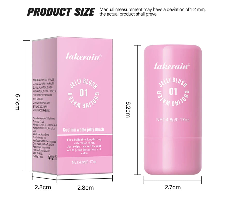 Cooling Water Jelly Blush Stick for Long Lasting Natural Lip and Cheek Tint