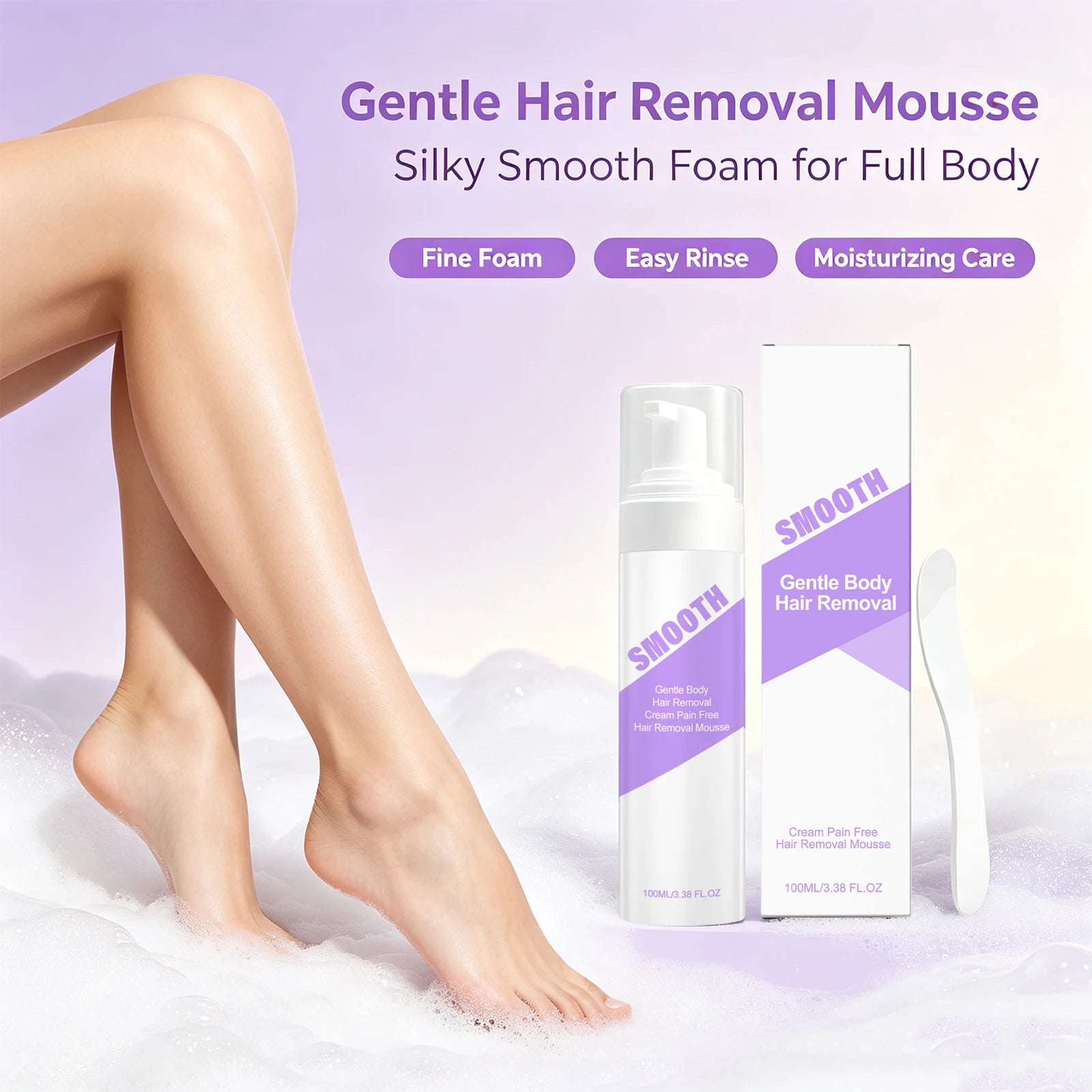 Painless Hair Removal Mousse Foam for Smooth Skin on Arms Legs and Body - 4