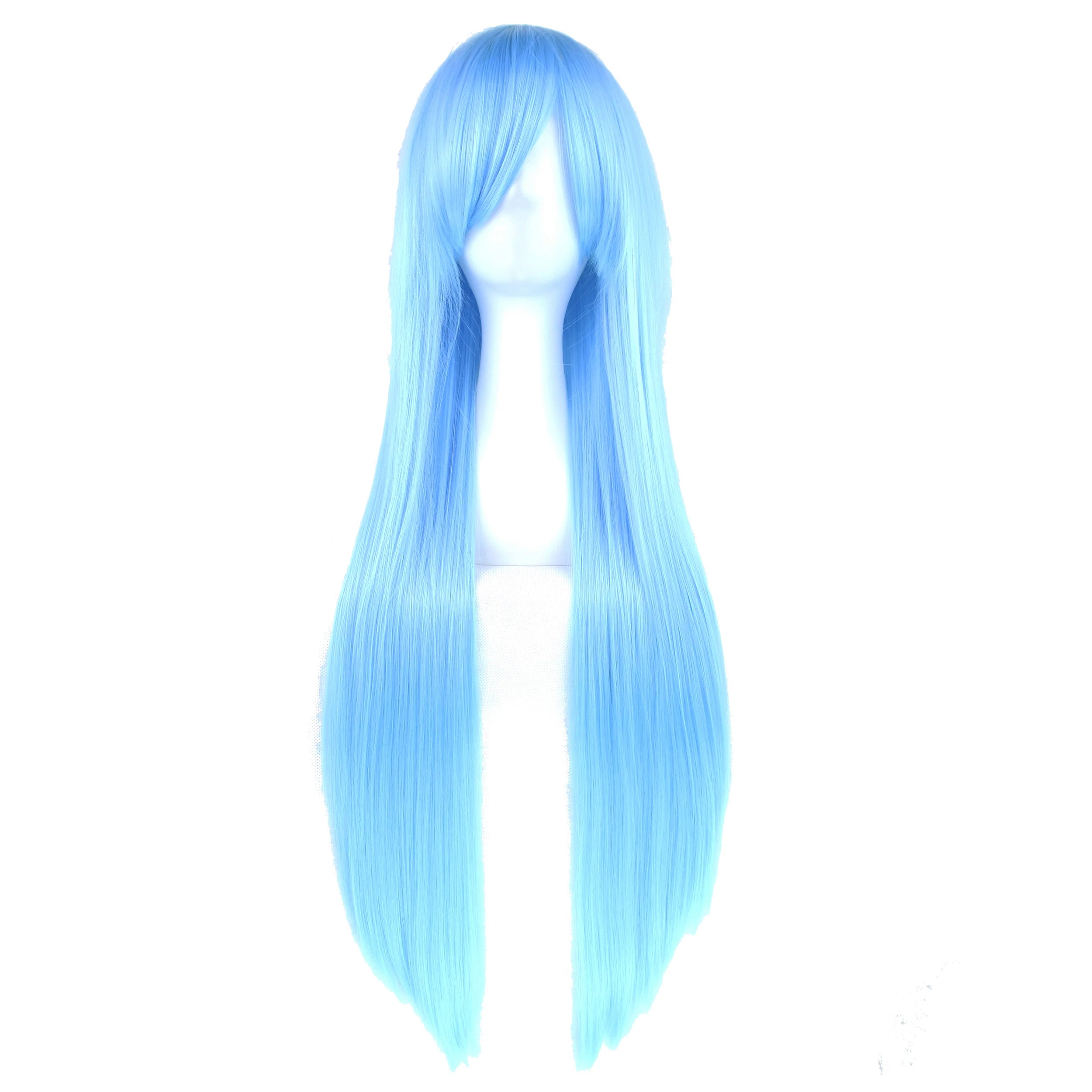 Long Straight Bright Blue Cosplay Wig for Halloween and Costume Parties - 3