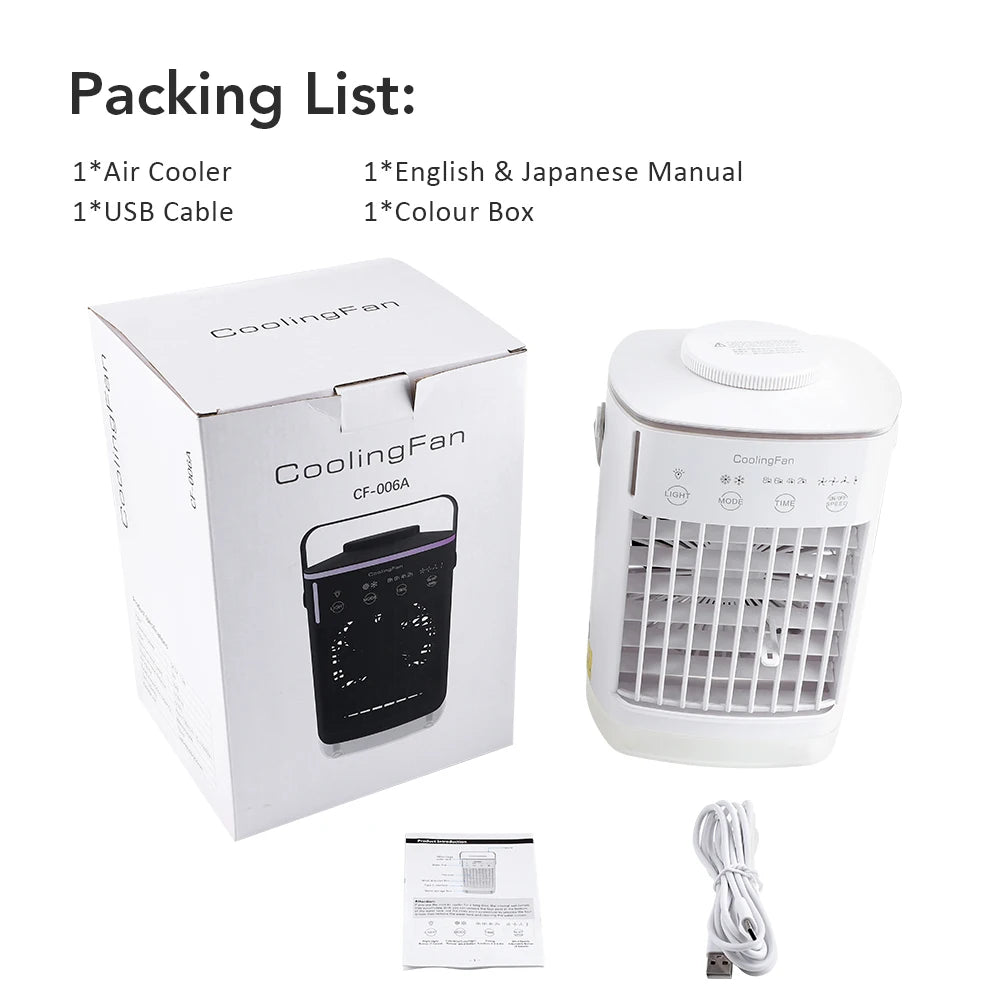 Portable Desktop Air Cooler and Humidifier with Misting Fan for Home