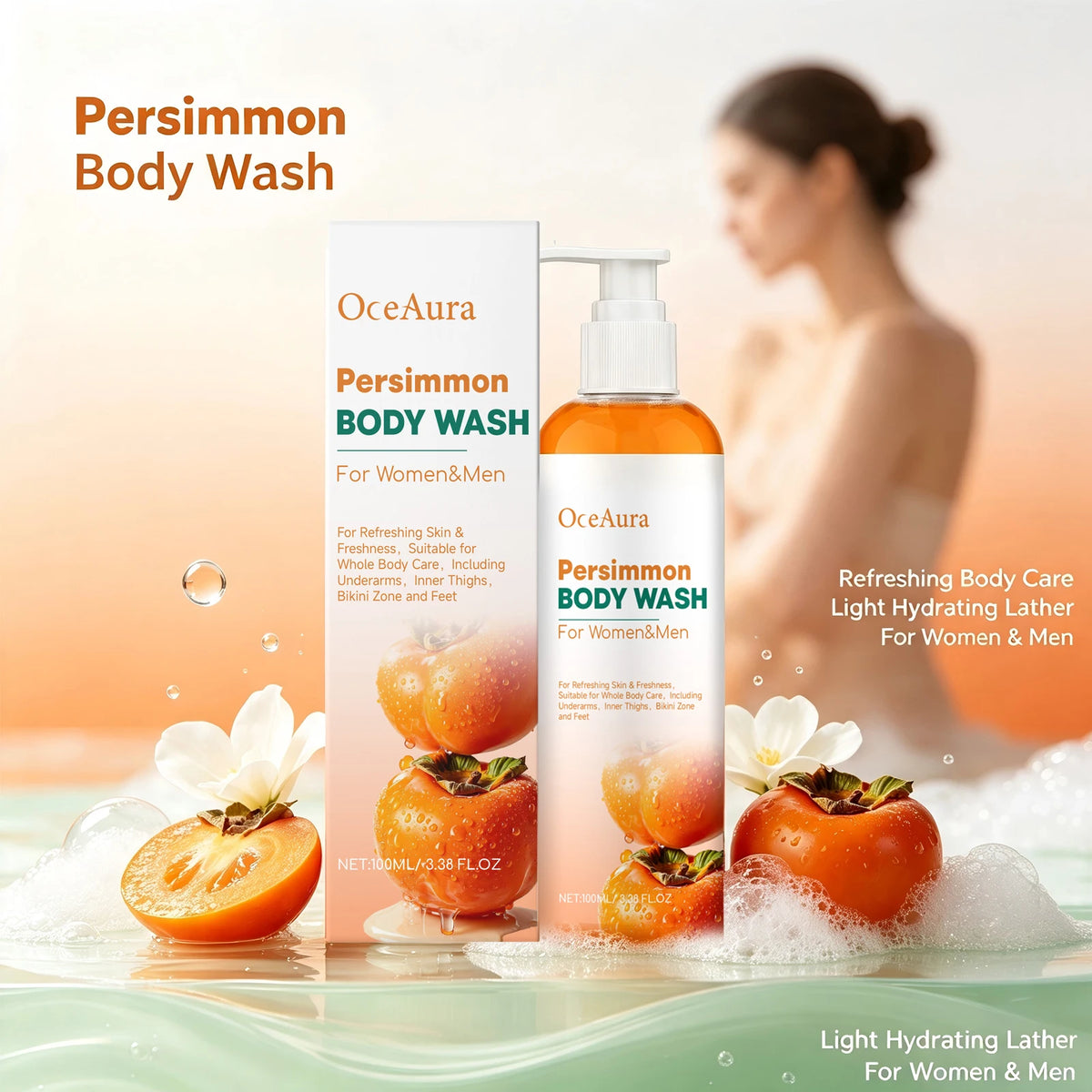 Persimmon Body Wash for Natural Odor Elimination and Skin Refreshment