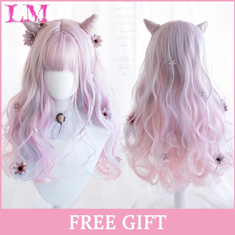 24-Inch Long Pink Cosplay Wig for Costumes - 21