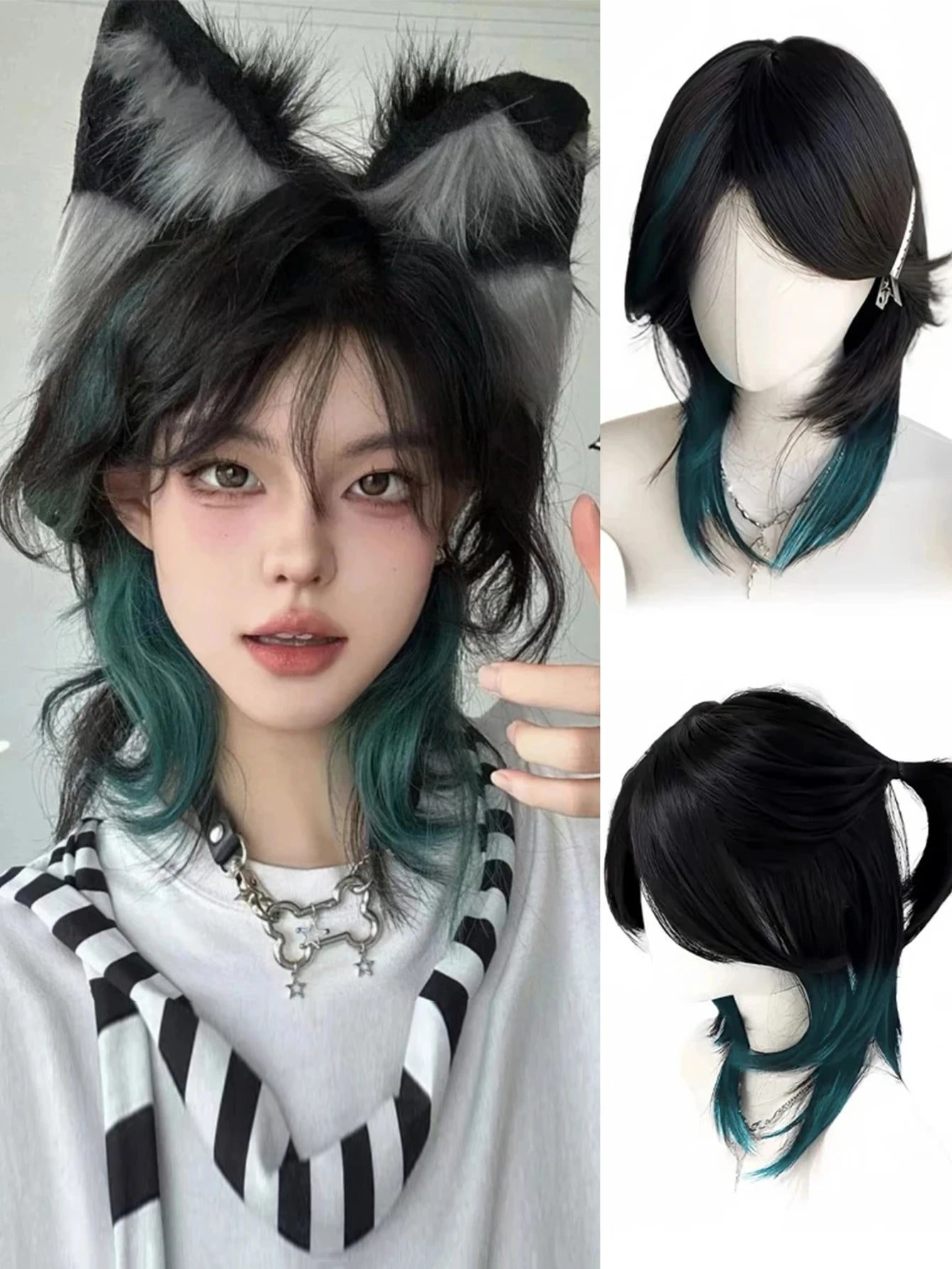 Short Mullet Anime Cosplay Wig with Bangs - 29