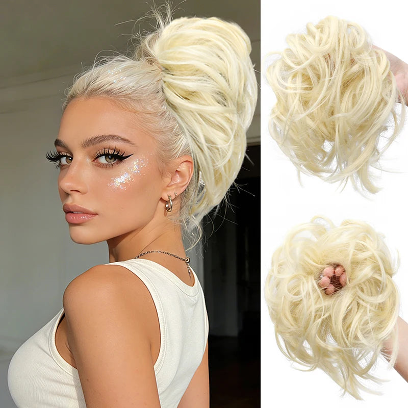 Messy Curly Hair Bun Extension Scrunchie for Quick Elegant Hairstyles - 15
