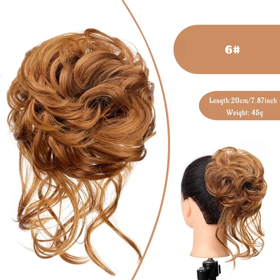 Messy Curly Hair Bun Scrunchie for Easy Updos