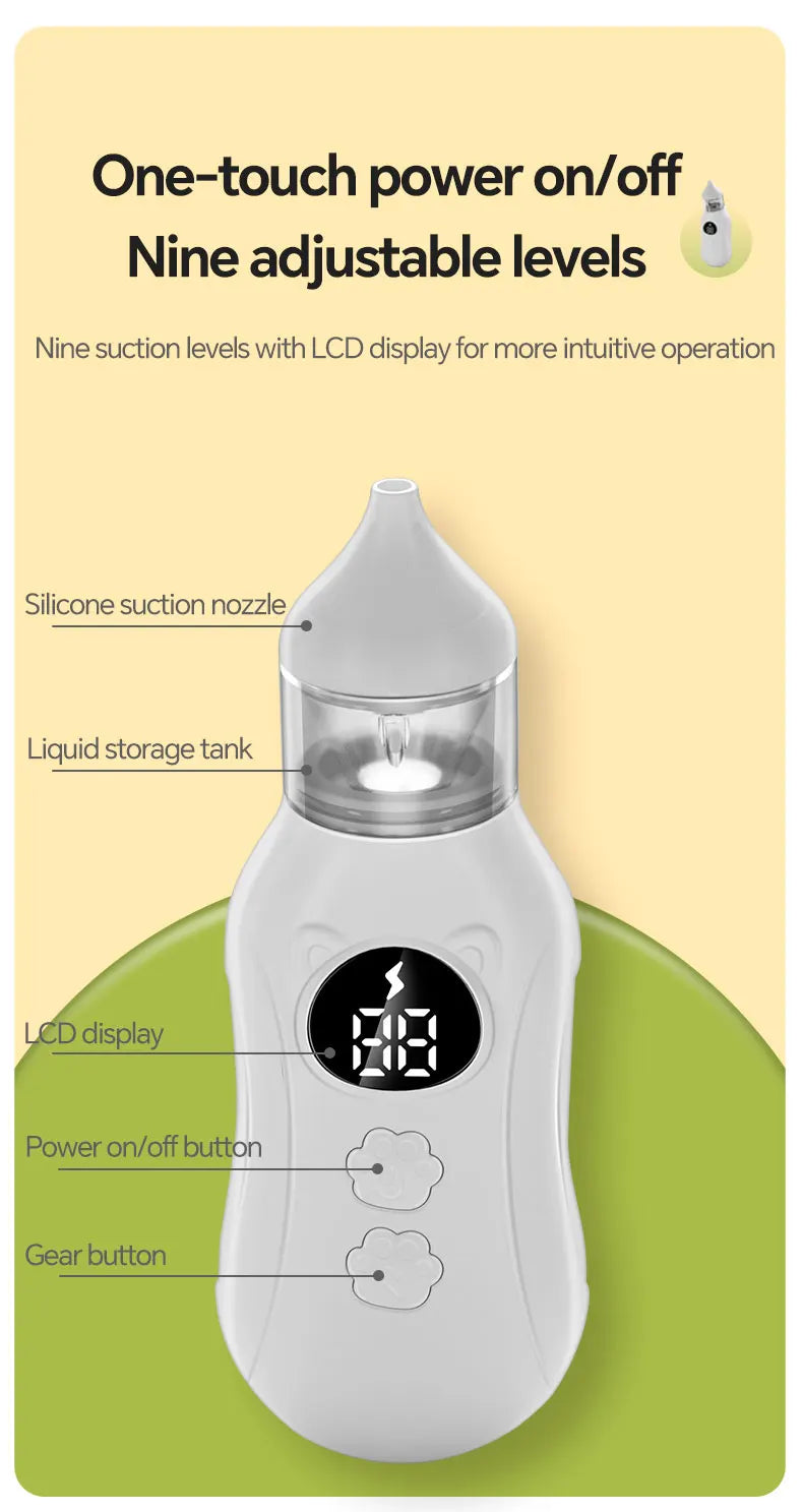 Electric Baby Nasal Aspirator with 9 Suction Levels for Newborns