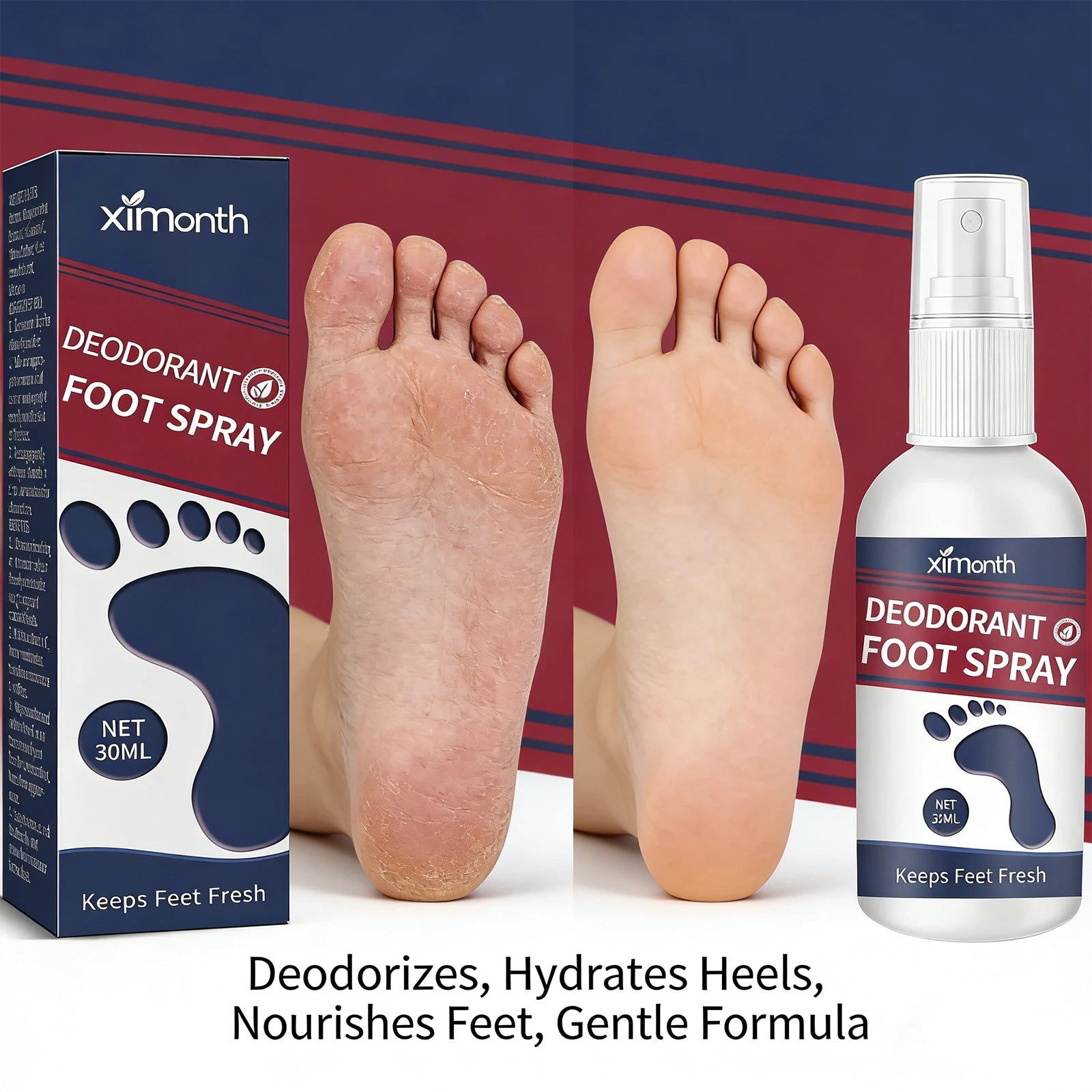 Refreshing Foot Deodorant Spray for Odor Removal and Hydrating Dry Heels - 2