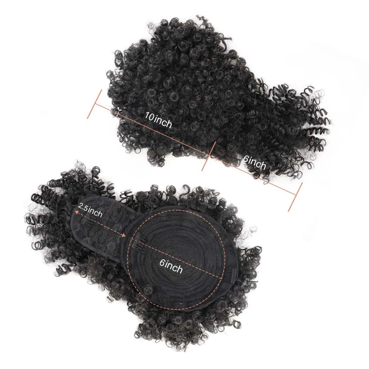 Kinky Curly Afro Puff Ponytail Extension with Bangs for Women