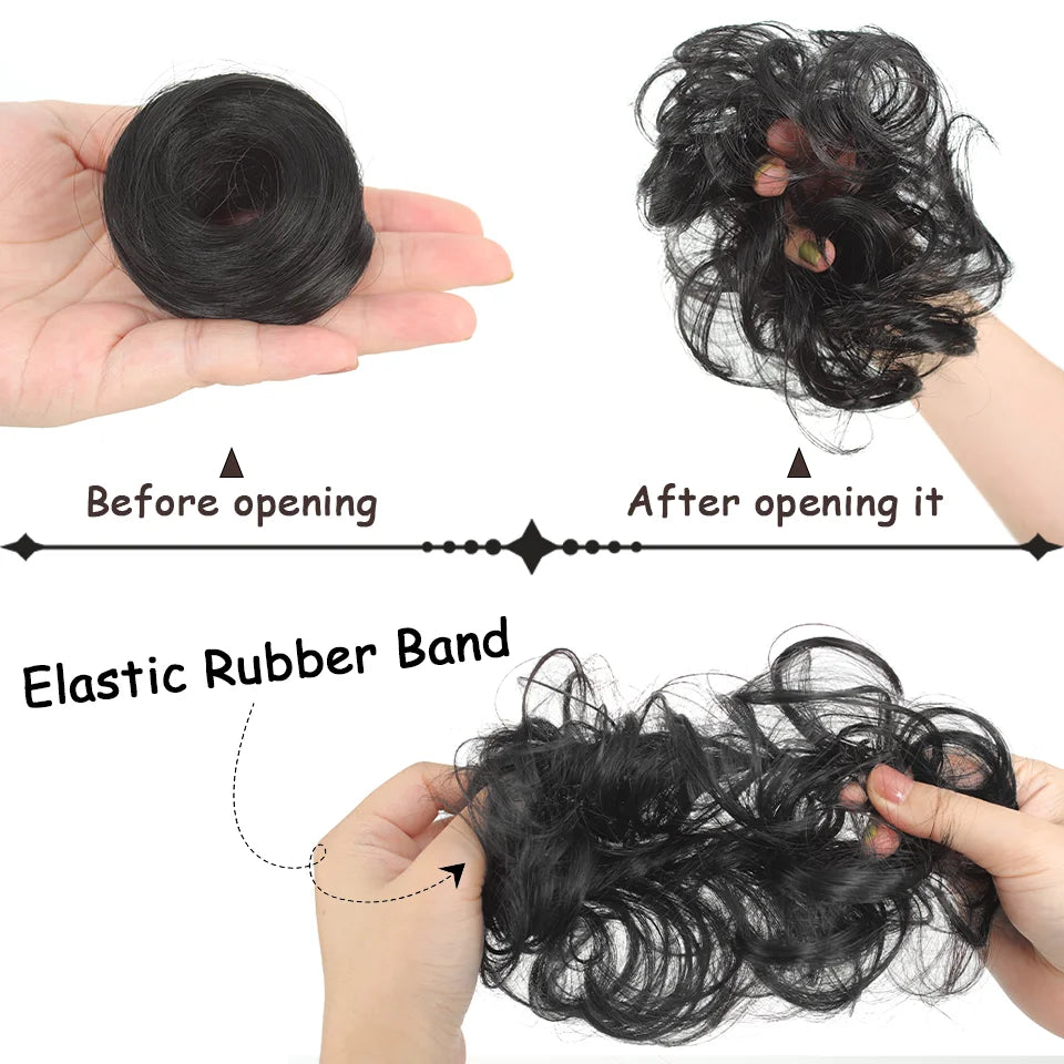 Wavy Messy Bun Hair Extension with Elastic Band - 3
