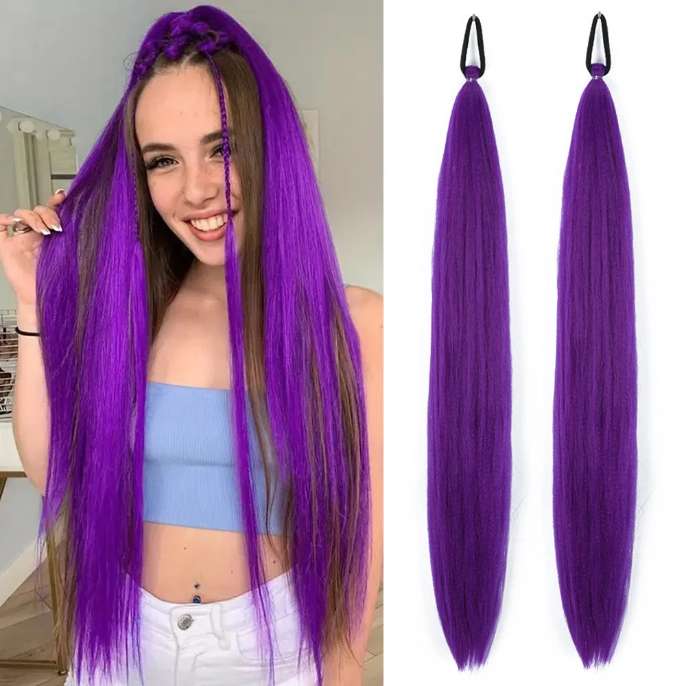 26-Inch Long Synthetic Colorful Ponytail Hair Extension for Women - 22