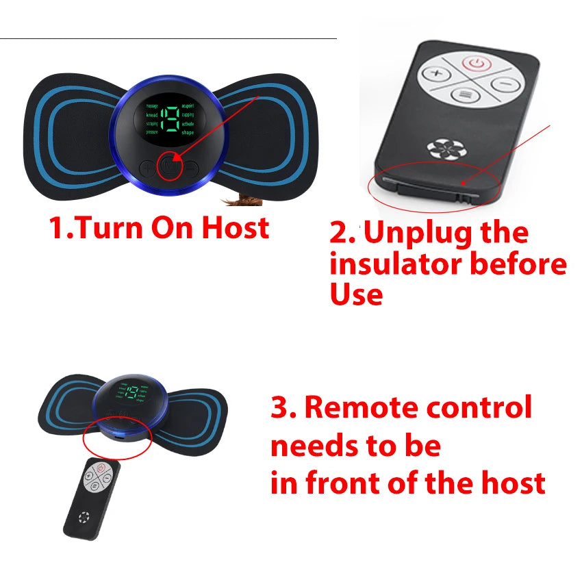 Portable Electric Body Massage Patch with Remote for Pain Relief - 17