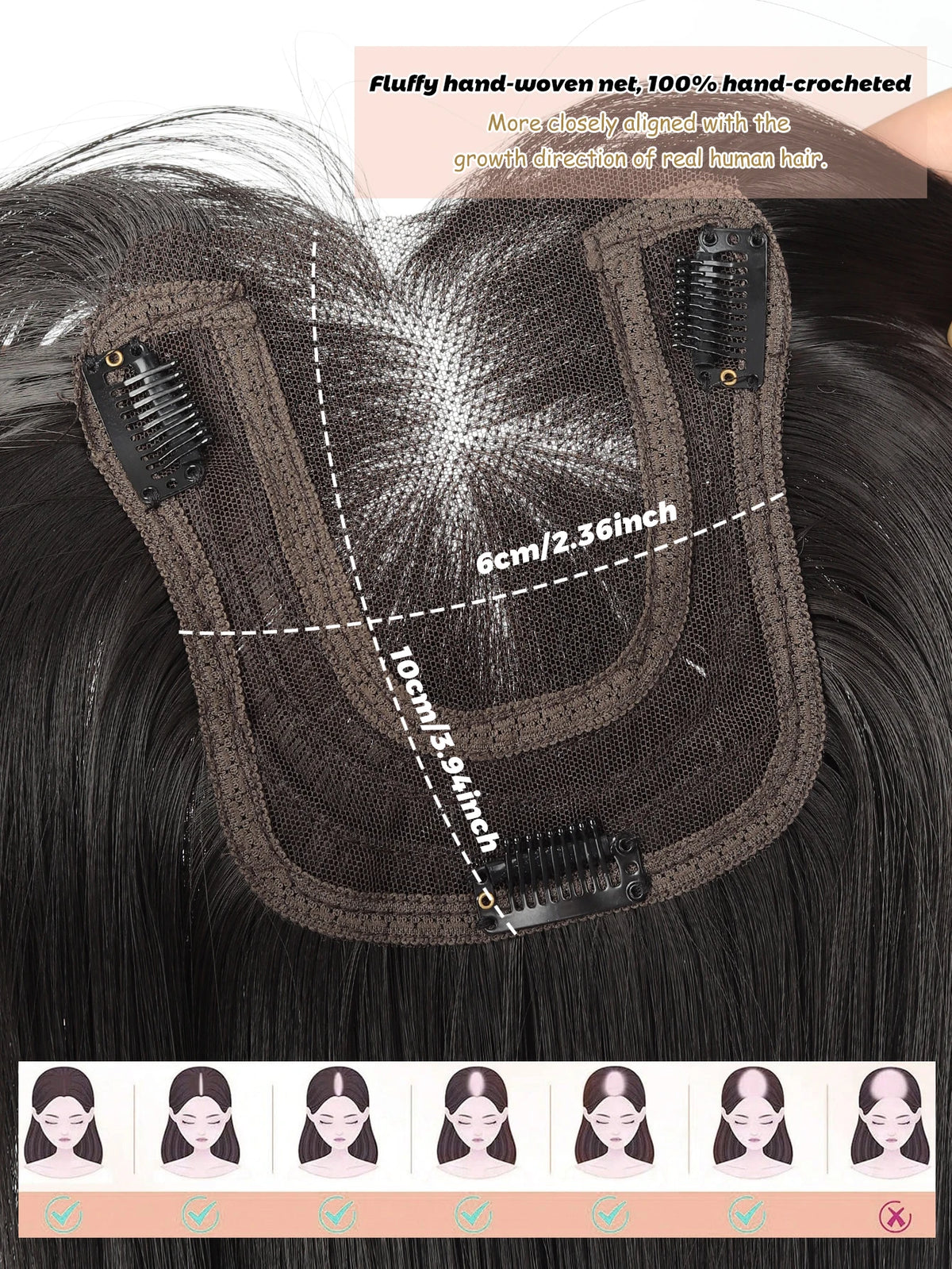 Natural Synthetic Hair Topper with Bangs for Women