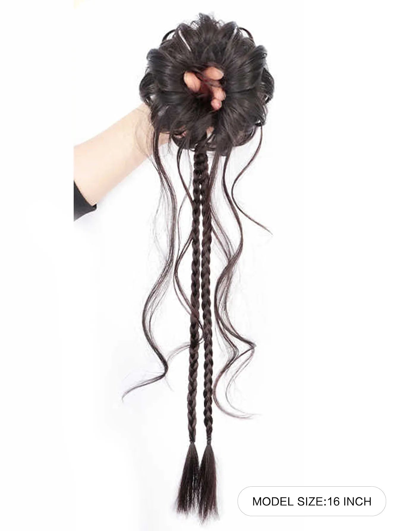 Messy Curly Hair Bun with Braids for Women and Girls - 8