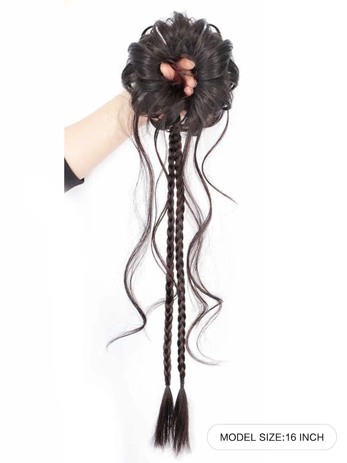 Messy Curly Hair Bun with Braids for Women and Girls
