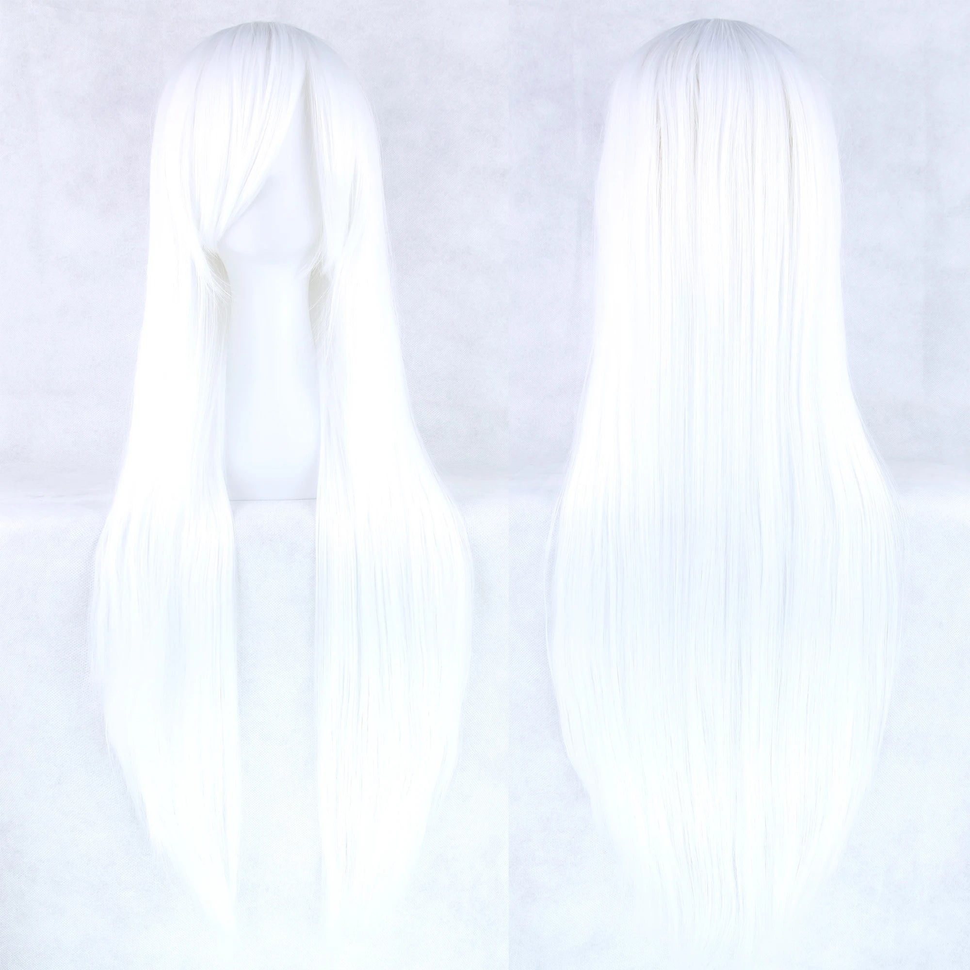 Long Straight White Cosplay Wig with Bangs for Anime and Halloween Parties - 4