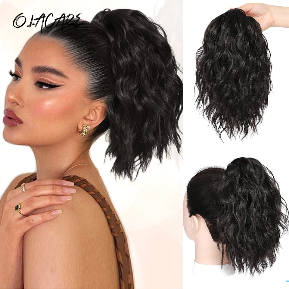 14-Inch Curly Water Ripple Drawstring Ponytail Extension
