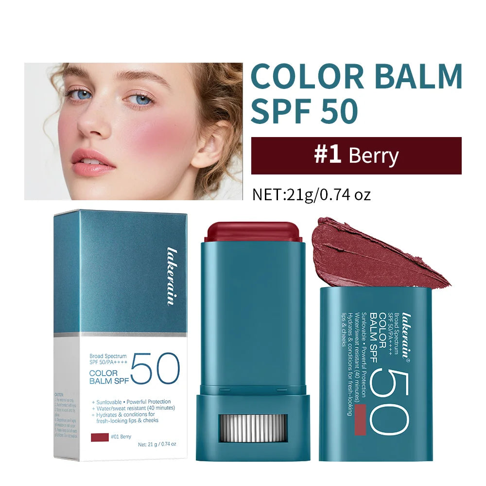 Hydrating SPF 50 Tinted Blush Balm Stick for Natural Sun Protection - 22