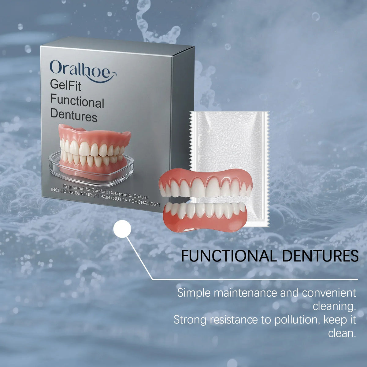 Temporary Cosmetic Denture Kit for Missing Teeth and Smile Restoration