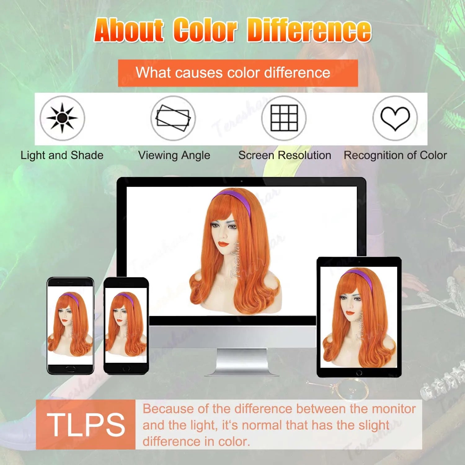 Long Wavy Orange Cosplay Wig with Purple Headband for Women - 11