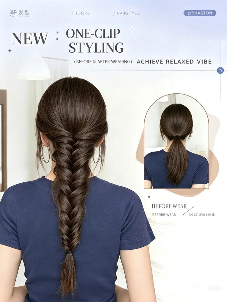 16-Inch Clip-In Fishbone Braided Ponytail Extension - 3